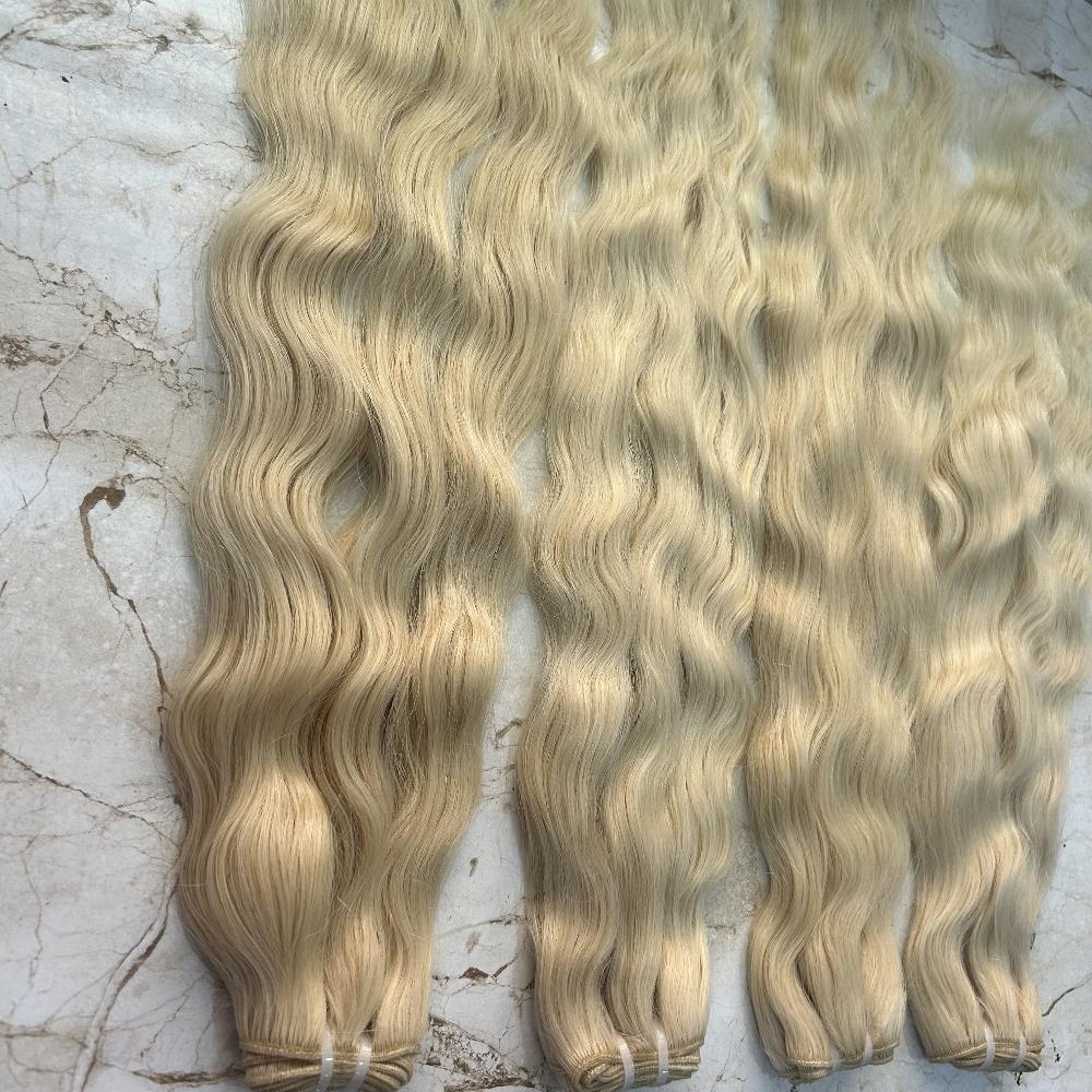 613 Blonde Wavy Human Hair Bundles