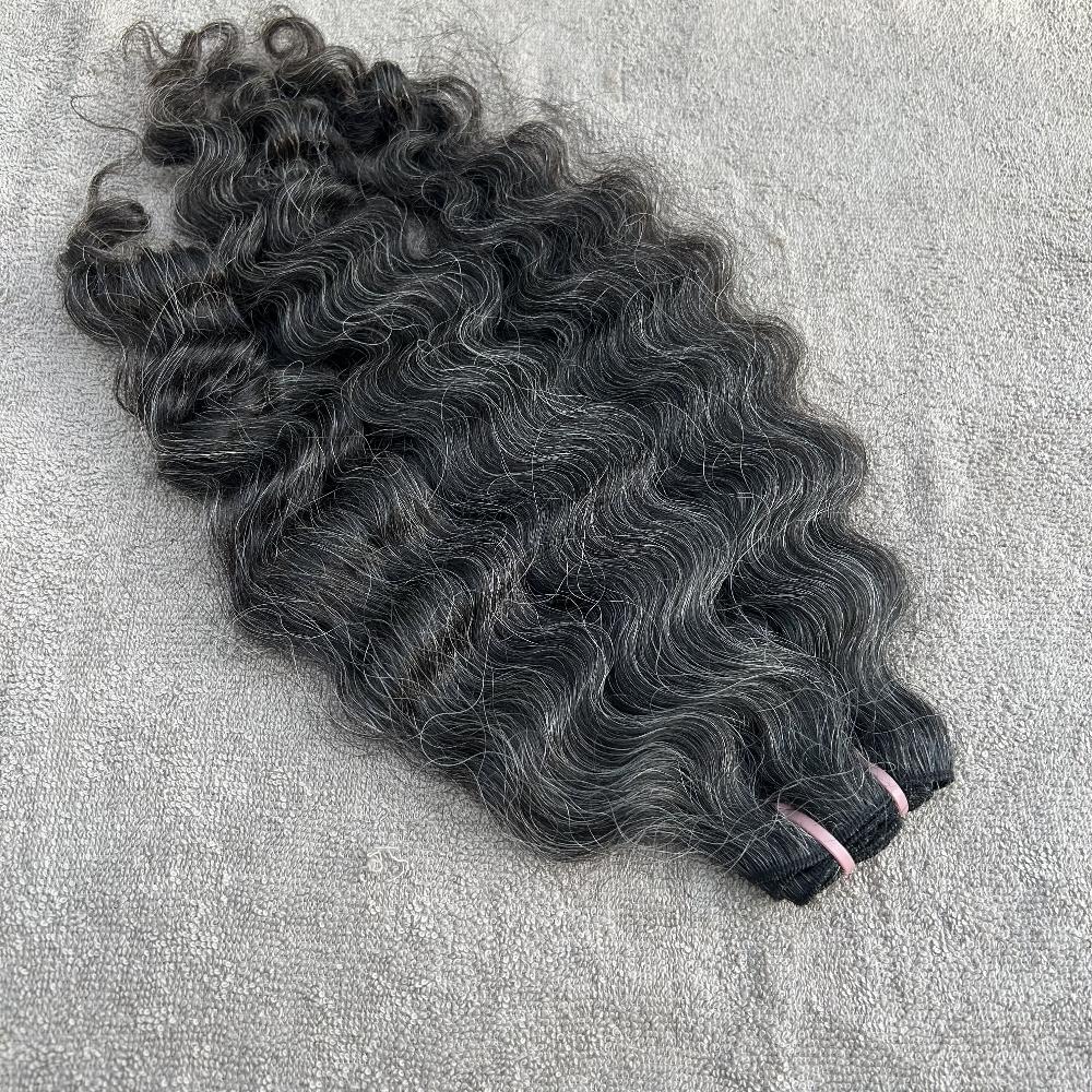 Dark Curly gray human hair bundles