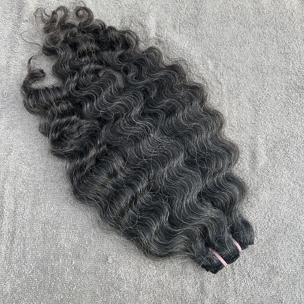 Dark Curly gray human hair bundles