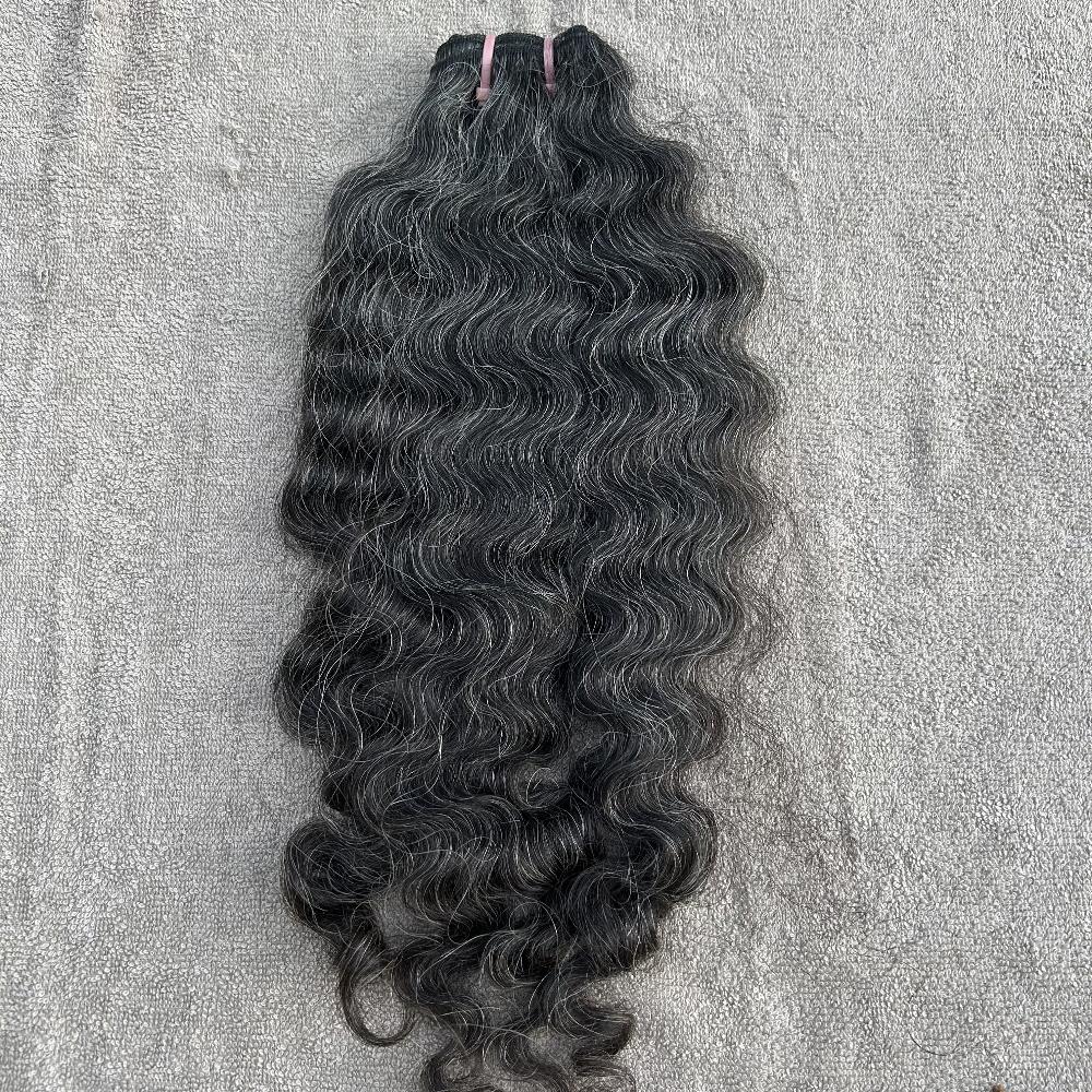 Dark Curly gray human hair bundles