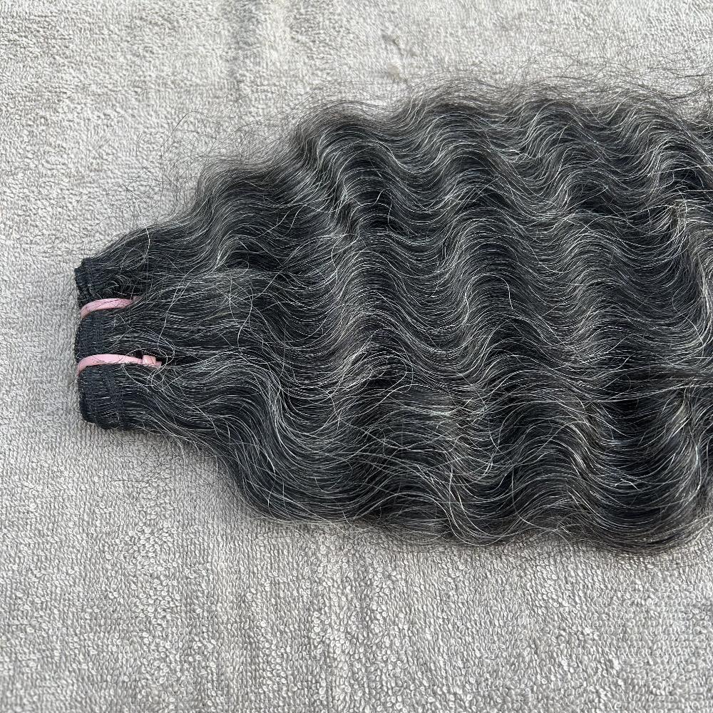 Dark Curly gray human hair bundles