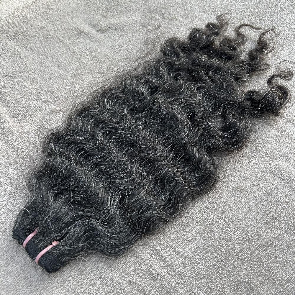 Dark Curly gray human hair bundles