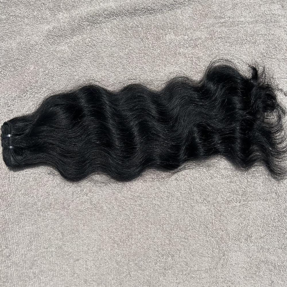 Jet Black Wavy Human Hair Bundles