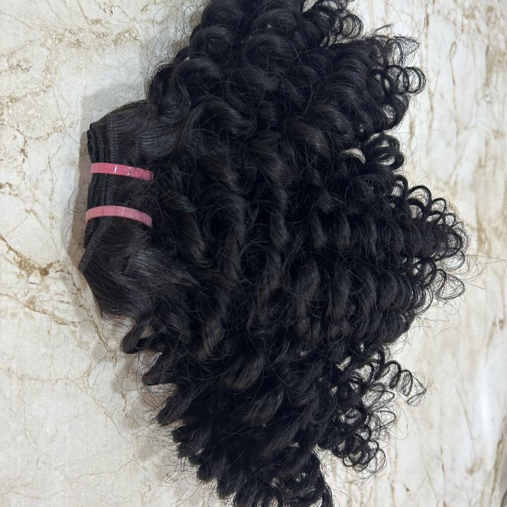 Steamed Spring Coil Curly Weft Hair Bundles 