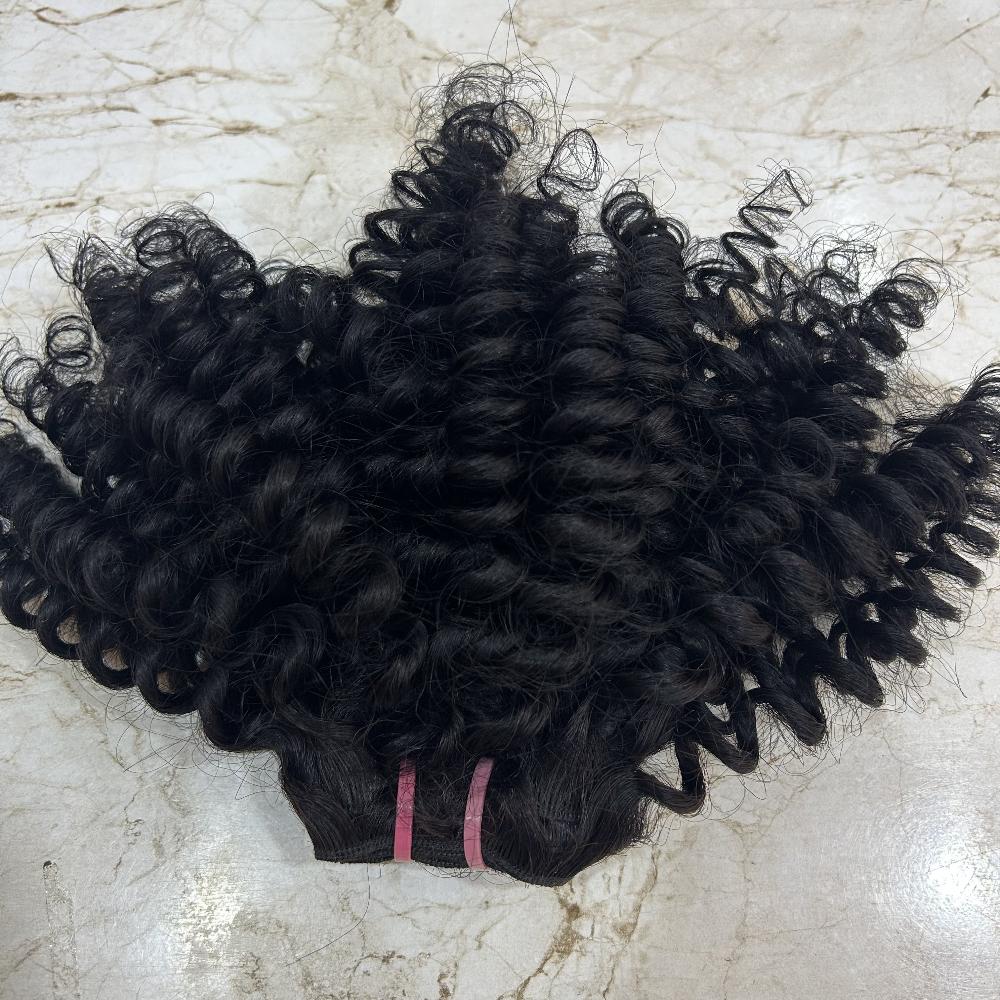 Steamed Spring Coil Curly Weft Hair Bundles 