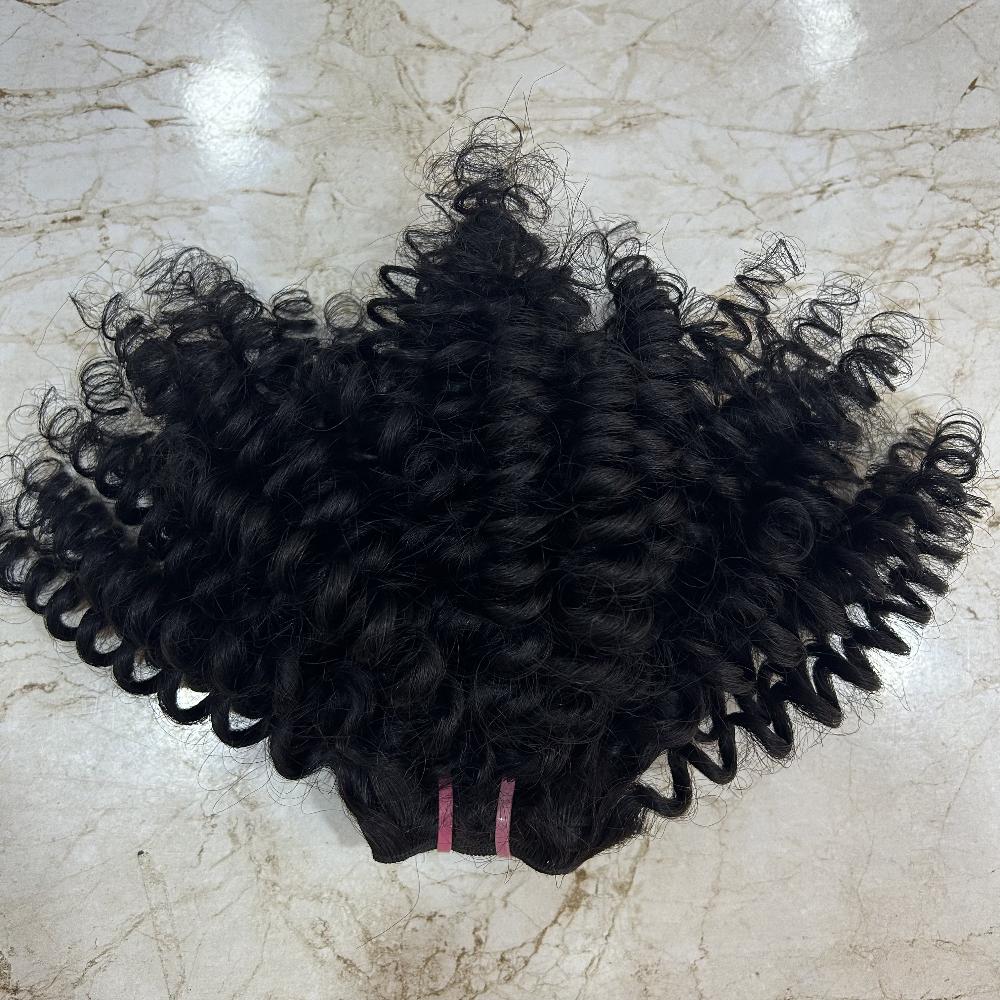 Steamed Spring Coil Curly Weft Hair Bundles 