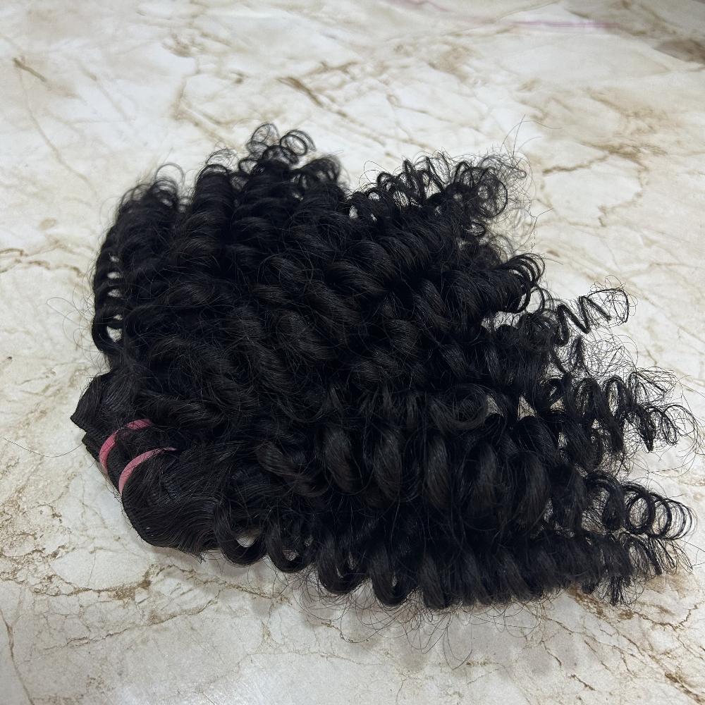 Steamed Spring Coil Curly Weft Hair Bundles 