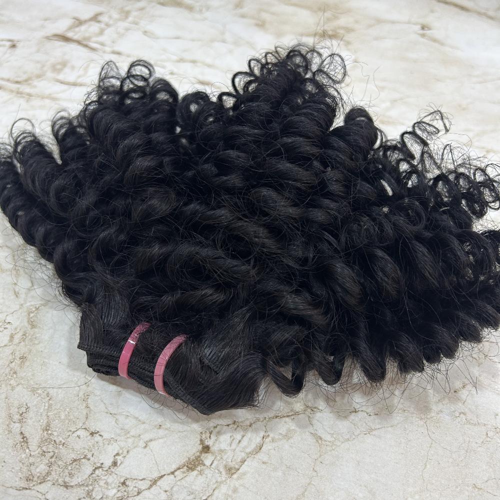 Steamed Spring Coil Curly Weft Hair Bundles 