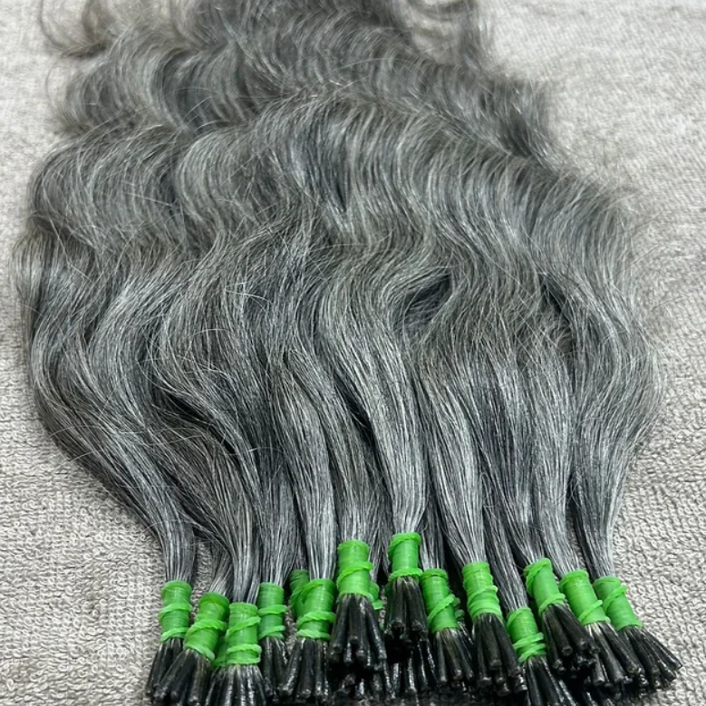 grey I tip human hair extensions wholesale