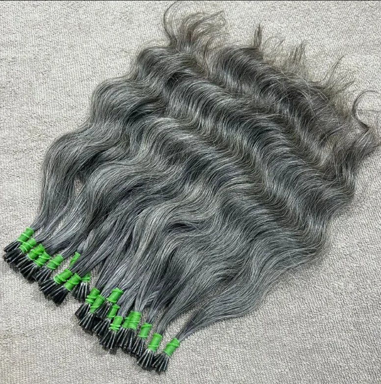 Grey I-tip Human Hair Extensions Wholesale