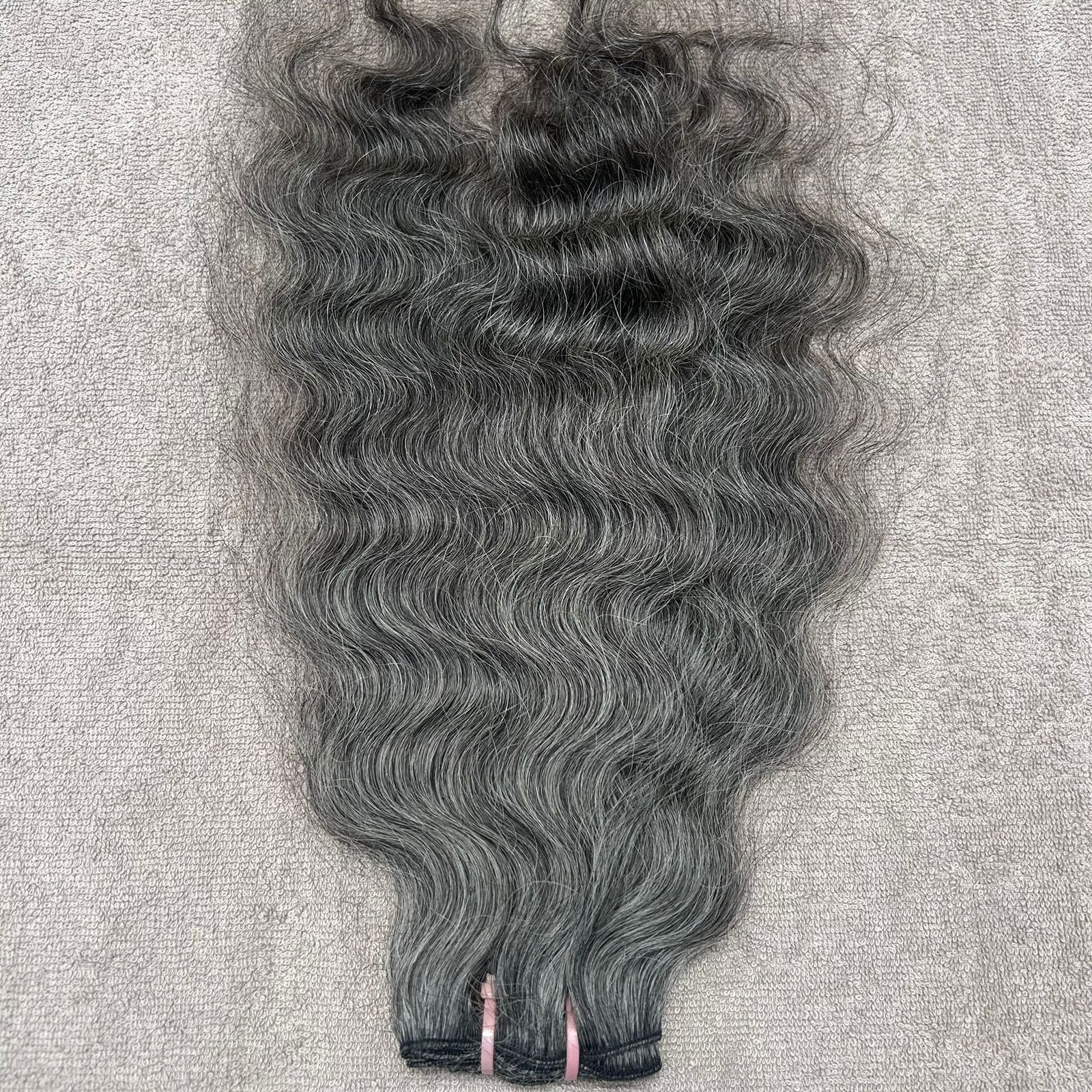 Deep Curly Grey Hair Weft Bundles