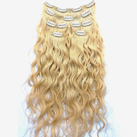 Blonde Clip in Extensions Human Hair - Image #1