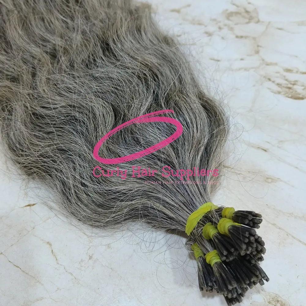 grey I tip human hair extensions wholesale - Image #4
