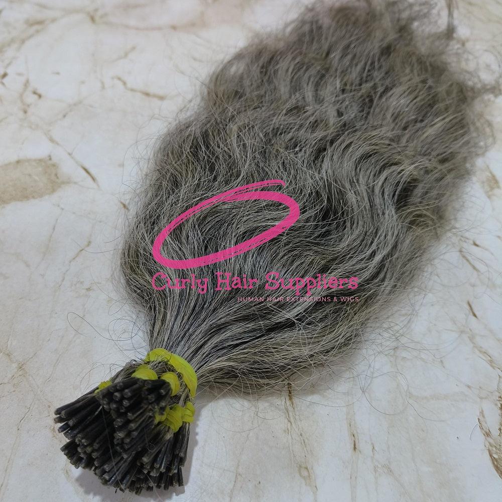 grey I tip human hair extensions wholesale - Curly Hair Suppliers