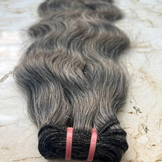 Natural Grey salt and pepper raw Hair Bundles Grey body Wave Human Hair Weft Extensions 