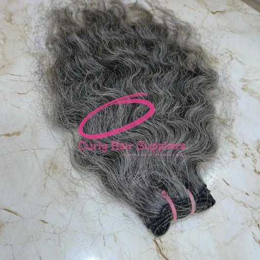 natural raw unprocessed grey human hair extensions