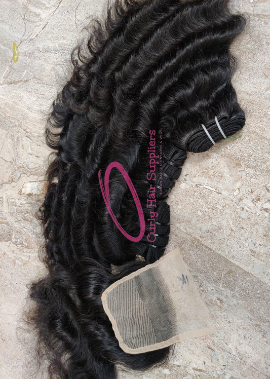 Curly Human Hair Bundles with Lace Closure - Curly Hair Suppliers