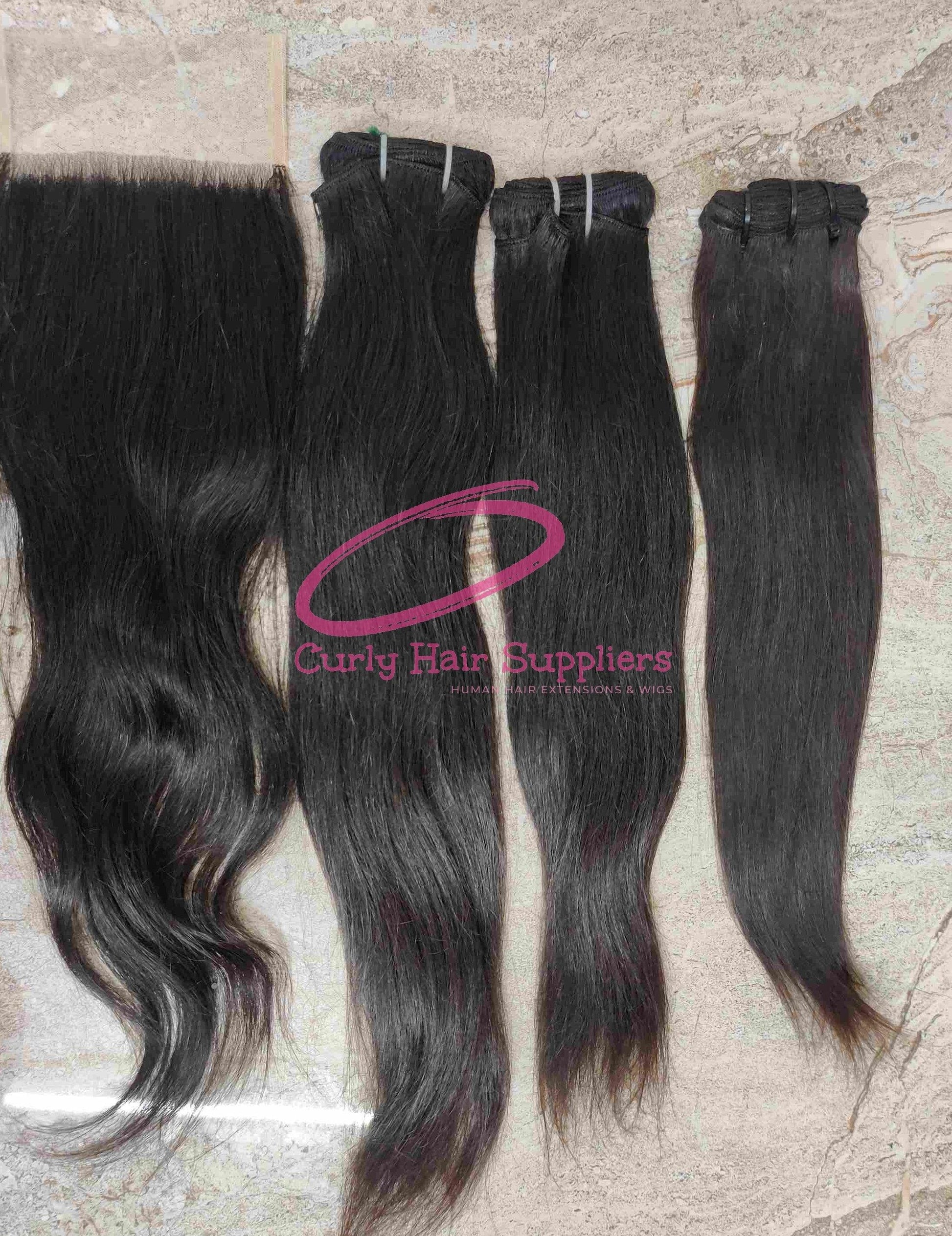 Natural Straight Human Hair Bundles with Closure Curly Hair Suppliers