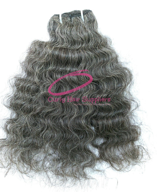 Natural virgin grey curly human hair extensions