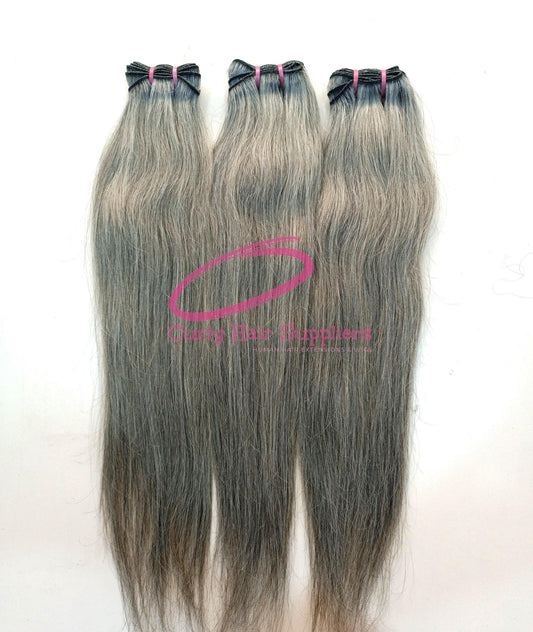 100% Indian Natural Temple Human Hair Extensions Black and Grey hair extensions Curly Hair Suppliers